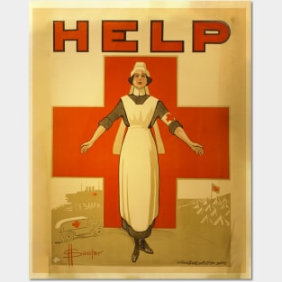 Nurse Help World War Vintage Poster Posters and Art